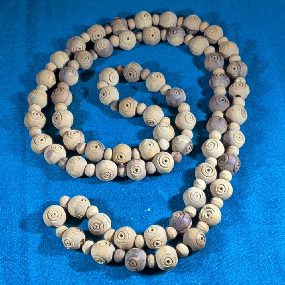Vintage wooden bead necklace, 48”